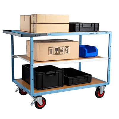 Servante mécano-soudée 3 plateaux médium, 1200 x 800 mm, roues CC, 400 kg