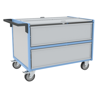 Chariot conteneur PP alvéolaire avec toit FIMM, 1200 x 800 mm, 500 kg