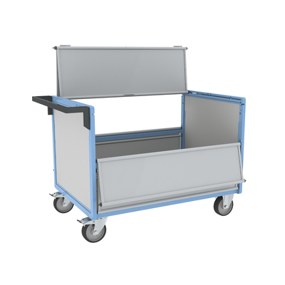 Chariot conteneur PP alvéolaire avec toit FIMM, 1200 x 800 mm, 500 kg