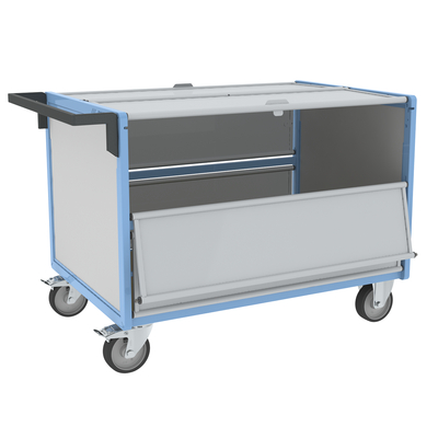 Chariot conteneur PP alvéolaire avec toit FIMM, 1200 x 800 mm, 500 kg