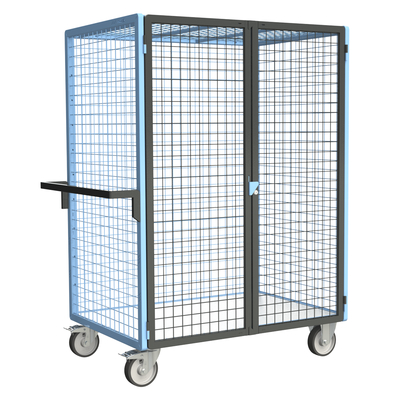 Servante grillagée 4 côtés, verrouillable, plateau bois, 1200 x 800 mm, 500 kg, FIMM