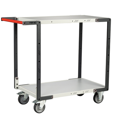 Servante montée 2 plateaux mélaminé, 850 x 500 mm, roues TPE, 250 kg