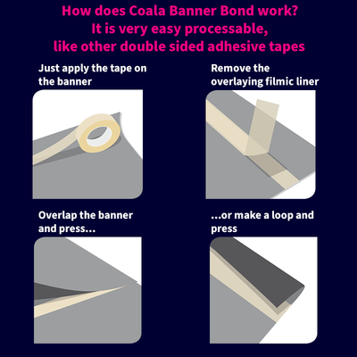 Double face Transparent bâche Coala BannerBond Permanent 400µm 25 mm x 25 m