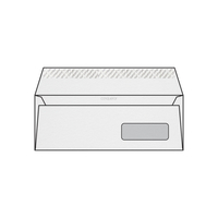 Enveloppe DL 110 x 220 mm fenêtre à droite en bas 45mm x 100mm Conqueror vergé, vergé, blanc diamant strip, patte droite, 120g/m2 contient du coton Tarot Cool Gray 2