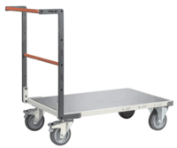 Chariot FIMM flat-pack dossier fixe, 850 x 500 mm, plateau tôle, roues TPE, 400 kg