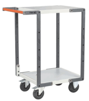 Servante FIMM flat-pack 2 plateaux mélaminé, 550 x 500 mm, roues caoutchouc, 250 kg