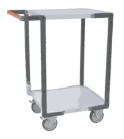 Servante FIMM flat-pack 2 plateaux mélaminé, 550 x 500 mm, roues TPE, 250 kg