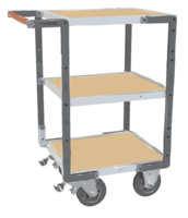 Servante FIMM flat-pack 3 plateaux médium, 550 x 500 mm, roues caoutchouc, 400 kg