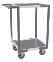 Servante FIMM flat-pack 2 plateaux tôle, 550 x 500 mm, roues caoutchouc, 250 kg