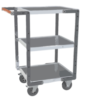 Servante FIMM flat-pack 3 plateaux tôle, 550 x 500 mm, roues caoutchouc, 250 kg