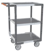 Servante FIMM flat-pack 3 plateaux tôle, 550 x 500 mm, roues TPE, 250 kg