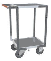 Servante FIMM flat-pack 2 plateaux tôle, 550 x 500 mm, roues caoutchouc, 400 kg