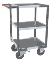 Servante FIMM flat-pack 3 plateaux tôle, 550 x 500 mm, roues caoutchouc, 400 kg