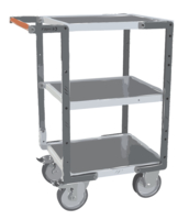 Servante FIMM flat-pack 3 plateaux tôle, 550 x 500 mm, roues TPE, 400 kg