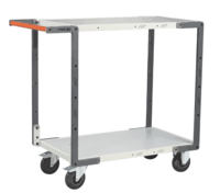 Servante FIMM flat-pack 2 plateaux mélaminé, 850 x 500 mm, roues caoutchouc, 250 kg