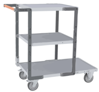 Servante FIMM flat-pack 3 plateaux mélaminé 1 pl. 850 x 500 mm et 2 plx 550 x 500 mm roues TPE 250kg