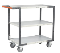 Servante FIMM flat-pack 3 plateaux mélaminé, 850 x 500 mm, roues TPE, 250 kg