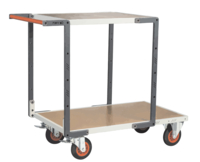 Servante FIMM flat-pack 2 plx médium 1 pl. 850 x 500 mm et 1 pl. 550 x 500 mm roues CC 400 kg