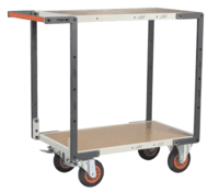 Servante FIMM flat-pack 2 plateaux médium, 850 x 500 mm, roues caoutchouc, 400 kg