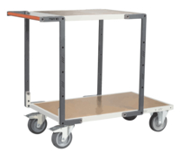 Servante FIMM flat-pack 2 plx médium 1 plateau 850 x 500 mm et 1 pl. 550 x 500 mm roues TPE 400 kg