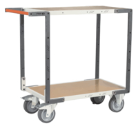 Servante FIMM flat-pack 2 plateaux médium, 850 x 500 mm, roues TPE, 400 kg