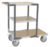 Servante FIMM flat-pack 3 plx médium 1 plateau 850 x 500 mm et 2 plx 550 x 500 mm roues TPE 400 kg