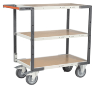 Servante FIMM flat-pack 3 plateaux médium, 850 x 500 mm, roues TPE, 400 kg