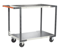 Servante FIMM flat-pack 2 plateaux tôle, 850 x 500 mm, roues caoutchouc, 250 kg