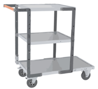 Servante FIMM flat-pack 3 plx tôle 1 pl. 850 x 500 mm et 2 plx 550 x 500 mm roues caoutchouc 250 kg