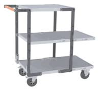 Servante FIMM flat-pack 3 plx tôle 2 plx 850 x 500 mm et 1 pl. 550 x 500 mm roues caoutchouc 250 kg