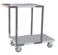 Servante FIMM flat-pack 2 plx tôle 1 plateau 850 x 500 mm et 1 plateau 550 x 500 mm roues TPE 250 kg