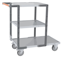 Servante FIMM flat-pack 3 plx tôle 1 plateau 850 x 500 mm et 2 plx 550 x 500 mm roues TPE 250 kg