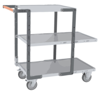 Servante FIMM flat-pack 3 plx tôle 2 plx 850 x 500 mm et 1 plateau 550 x 500 mm roues TPE 250 kg