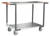 Servante FIMM flat-pack 2 plateaux tôle double poignées 850 x 500 mm roues TPE 250 kg