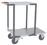 Servante FIMM flat-pack 2 plx tôle 1 pl. 850 x 500 mm et 1 pl. 550 x 500 mm roues caoutchouc 400 kg