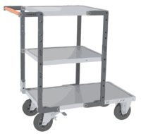 Servante FIMM flat-pack 3 plx tôle 1 pl. 850 x 500 mm et 2 plx 550 x 500 mm roues caoutchouc 400 kg