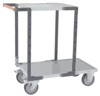 Servante FIMM flat-pack 2 plx tôle 1 plateau 850 x 500 mm et 1 plateau 550 x 500 mm roues TPE 400 kg