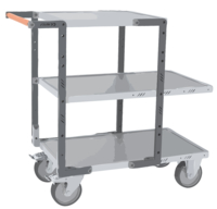 Servante FIMM flat-pack 3 plx tôle 2 plx 850 x 500 mm et 1 plateau 550 x 500 mm roues TPE 400 kg