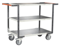 Servante FIMM flat-pack 3 plateaux tôle double poignées 850 x 500 mm roues TPE 400 kg