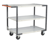 Servante FIMM flat-pack 3 plateaux mélaminé, 1000 x 600 mm, roues caoutchouc, 250 kg