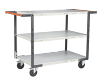 Servante FIMM flat-pack 3 pl.x mélaminé double poignées 1000 x 600 mm roues caoutchouc 250 kg