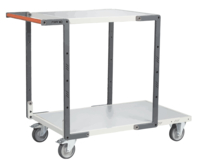 Servante FIMM flat-pack 2 plx mélaminé 1 pl. 1000 x 600 mm et 1 pl. 700 x 600 mm roues TPE 250 kg