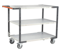 Servante FIMM flat-pack 3 plateaux mélaminé, 1000 x 600 mm, roues TPE, 250 kg