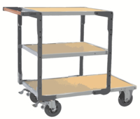 Servante FIMM flat-pack 3 plx médium 1 pl. 1000 x 600 mm et 2 plx 700 x 600 mm roues cc 400 kg