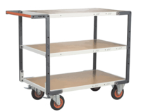 Servante FIMM flat-pack 3 plateaux médium, 1000 x 600 mm, roues caoutchouc, 400 kg