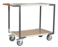 Servante FIMM flat-pack 2 plateaux médium, 1000 x 600 mm, roues TPE, 400 kg