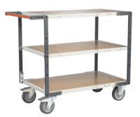 Servante FIMM flat-pack 3 plateaux médium, 1000 x 600 mm, roues TPE, 400 kg