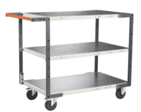 Servante FIMM flat-pack 3 plateaux tôle, 1000 x 600 mm, roues caoutchouc, 250 kg