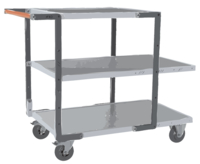 Servante FIMM flat-pack 3 plx tôle 2 plx 1000 x 600 mm et 1 pl. 700 x 600 mm roues cc 250 kg