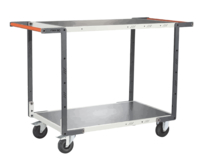 Servante FIMM flat-pack 2 plateaux tôle double poignées 1000 x 600 mm roues caoutchouc 250 kg